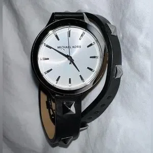 RARE Michael Kors Slim Double Wrap Watch w/ Studs* Michael Kors Wrist Watch for Women Double Wrap Band With  main image 4